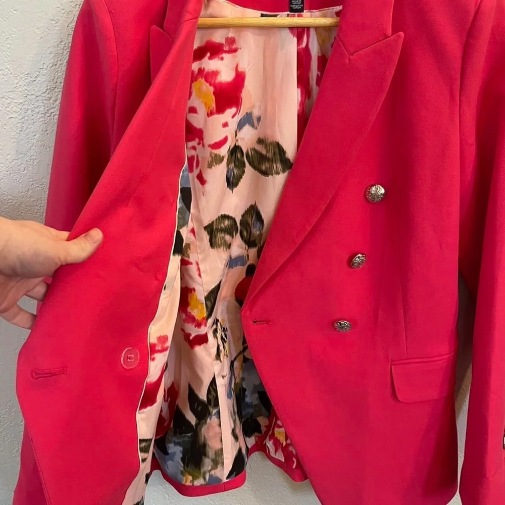 WHBM Double-Breasted Pink Blazer - Picture 5 of 7
